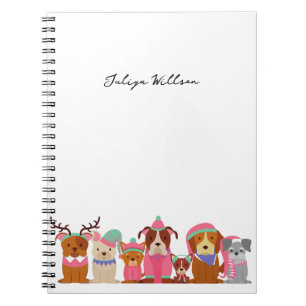 Carnet chiens mignons dans le nom d'hiver