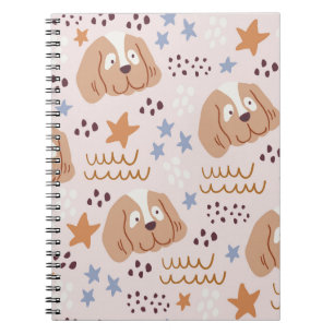 Carnet Chiens mignons, étoiles, lignes : vintage sans sou