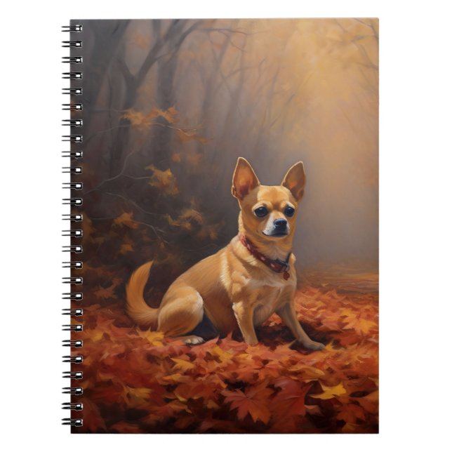 Carnet Chihuahua à l'automne Leaves automne Inspire (Devant)