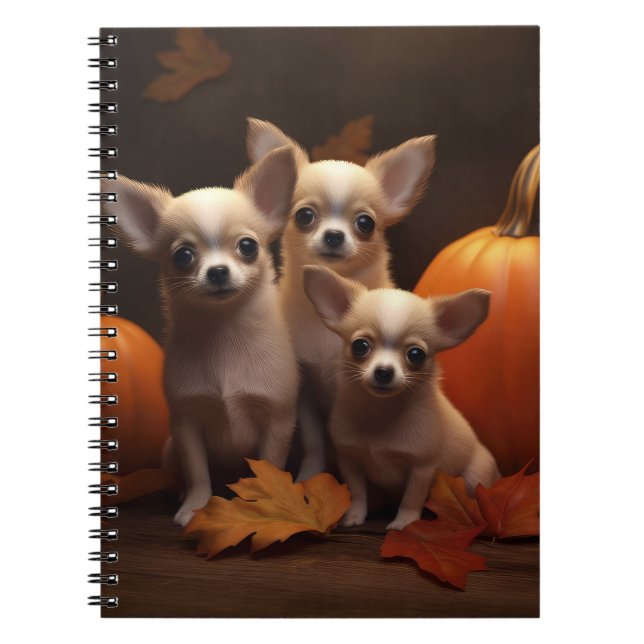 Carnet Chihuahua Chiot Automne Citrouille de plaisir (Devant)