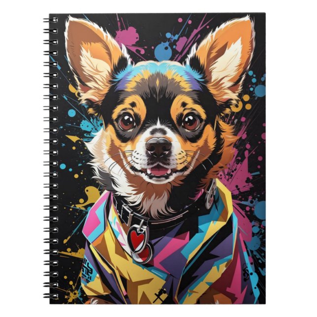Carnet CHIHUAHUA éclaboussure colorée (Devant)