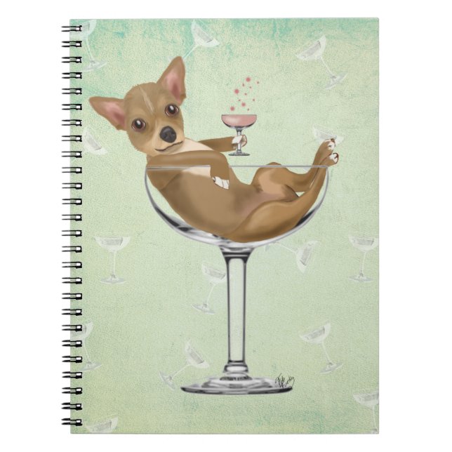 Carnet Chihuahua en verre de cocktail (Devant)