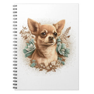 Carnet Chihuahua mignon chien de belles fleurs fille