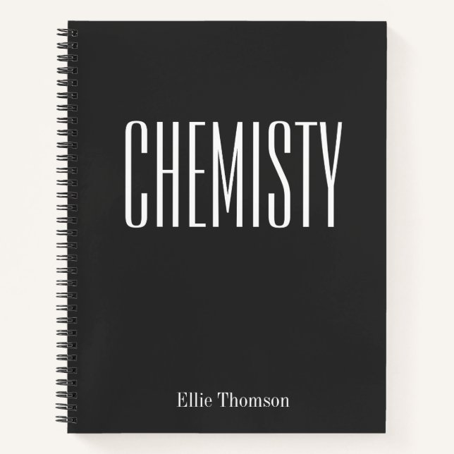 Carnet Chimie du sujet de l'école personnalisée Noir Blan (Devant)