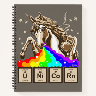 Carnet Chimie licorne pukes arc-en-ciel