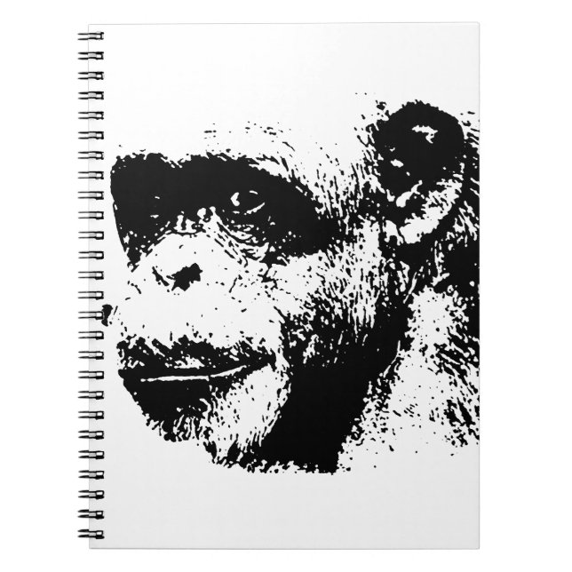 Carnet Chimpanzé noir et blanc Pop Art (Devant)