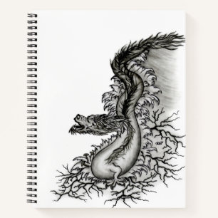 Carnet Chine Dragon, noir et blanc Design en Tattoostyl