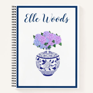 Carnet Chinoiserie personnalisée Ginger Jar & Hydrangea