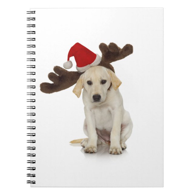 Carnet Chiot avec des oreilles de casquette et de renne (Devant)