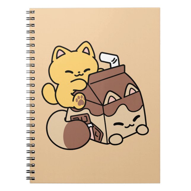 Carnet Chocolate Milk Sipping on Bliss – Kawaii Cat Food  (Devant)