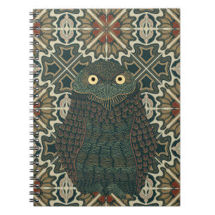 Carnet Chouette bractée décorée Tons Brown dorés