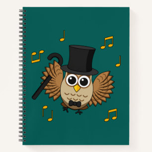 Carnet Chouette dansante mignonne avec notes musicales De