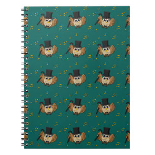 Carnet Chouette dansante mignonne avec notes musicales De