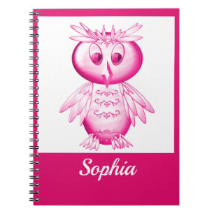 Carnet Chouette Rose Drôle Personnalisée pour Enfants