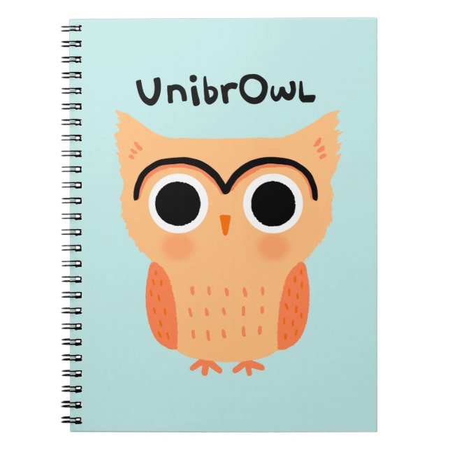 Carnet Chouette unibrow UnibrOwl | Chouette à sourcils mi (Devant)