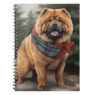 Carnet Chow Chow Chien de Noël en neige