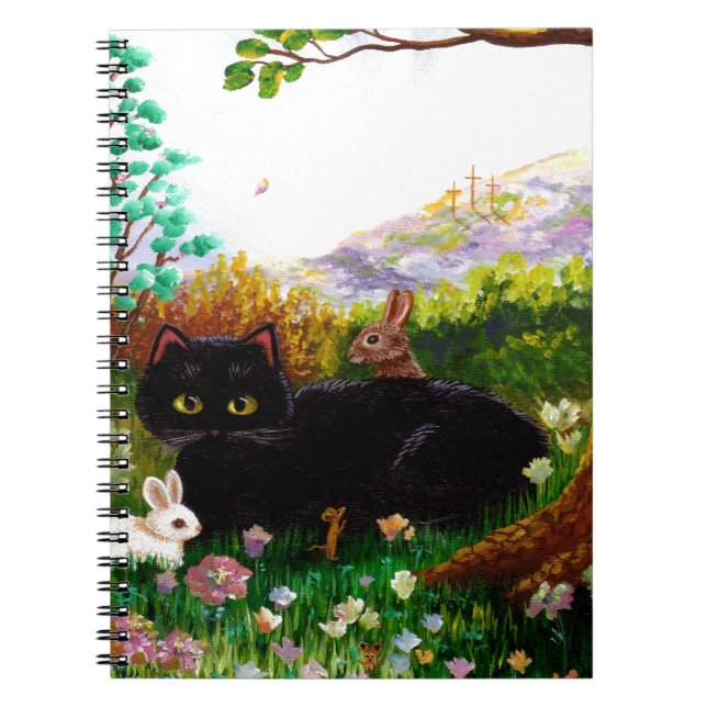 Carnet Chrétien Creationarts de souris de chat noir d'art (Devant)