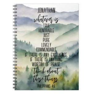 Carnet Christian Bible Verse Philippians 4 8 Paysage
