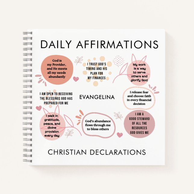 Carnet Christian Declarations Daily Affirmations Prayer (Devant)