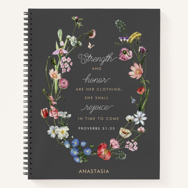Carnet Christian Forces & Honor Proverbes 31 Fleurs sauva (Devant)
