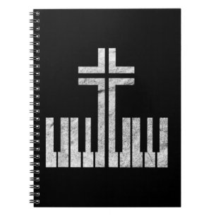 Carnet Christian Piano Cross Keyboard Pianiste God Jesus 