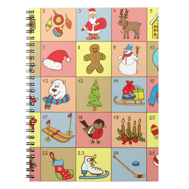 Carnet Christmas Advent : Collection d'éléments Doodle (Devant)