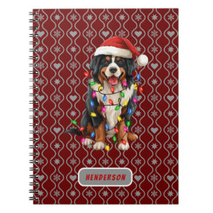 Carnet Christmas Bernese Chien Père Noël Nom Customisé