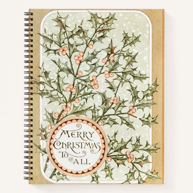 Carnet Christmas Holly Jolie Antique Salutation (Devant)