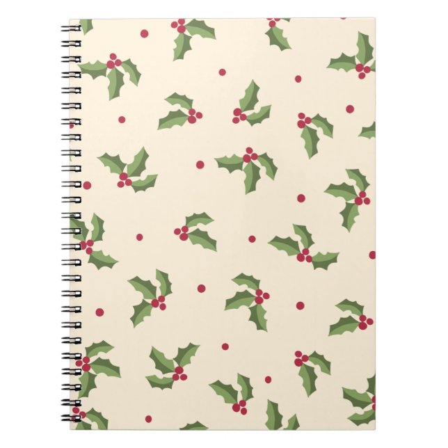 Carnet Christmas Holly Print Spiral Photo Notebook (Devant)