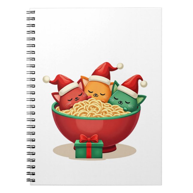 Carnet Christmas Ramen Cat Santa Anime Meow Kitty Meow Ca (Devant)