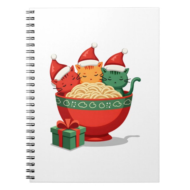 Carnet Christmas Ramen Cat Santa Anime Meow Kitty Meow Ca (Devant)