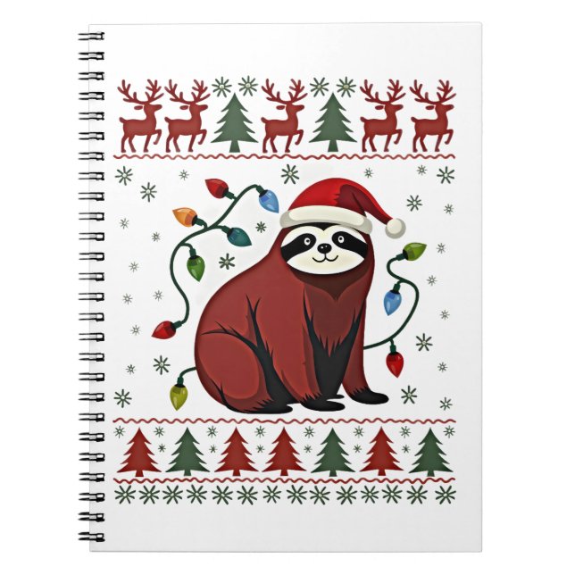 Carnet Christmas Shirt for Sloth Lover Gift Santa Buffalo (Devant)