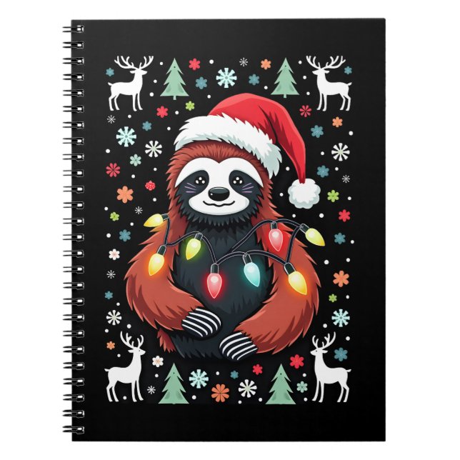 Carnet Christmas Shirt for Sloth Lover Gift Santa Buffalo (Devant)