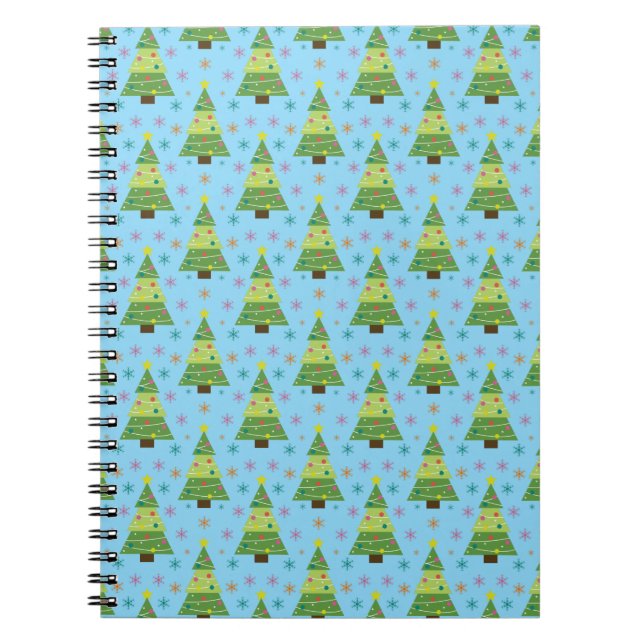 Carnet Christmas Trees and Snowflakes Repeat Pattern (Devant)