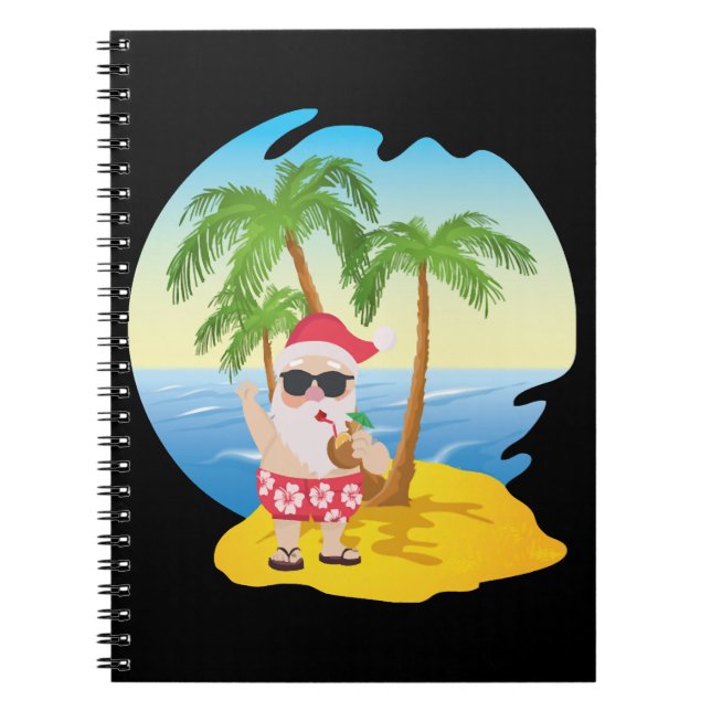 Carnet Christmas Tropical Beach Funny Santa Claus (Devant)