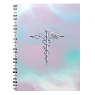 Carnet Chrome Comme Caduceus Symbole Médicale Mère Pearl