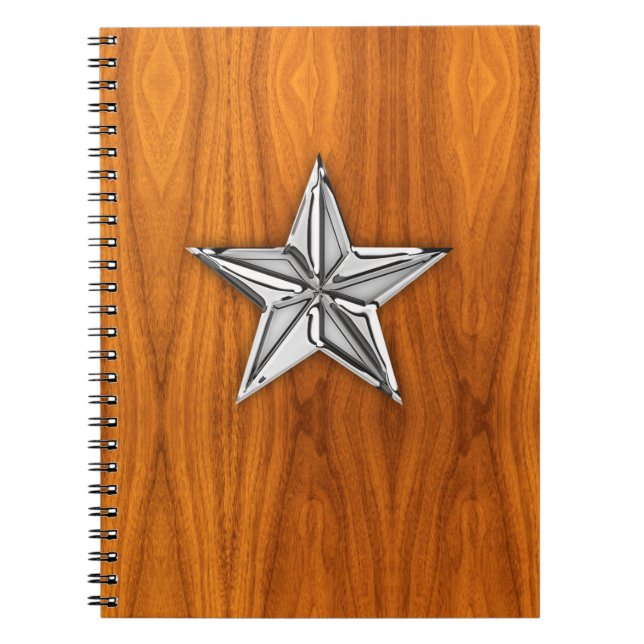 Carnet Chrome Comme étoile nautique sur la plaque de teck (Devant)