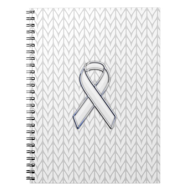 Carnet Chrome sur Knit blanc sensibilisation au ruban Imp (Devant)