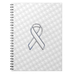 Carnet Chrome White Ribbon Awareness on Houndstooth Print