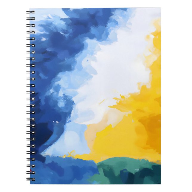 Carnet ciel Abstrait bleu gras jaune (Devant)