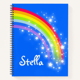 Carnet Ciel bleu arc-en-ciel coloré et nom personnalisé é