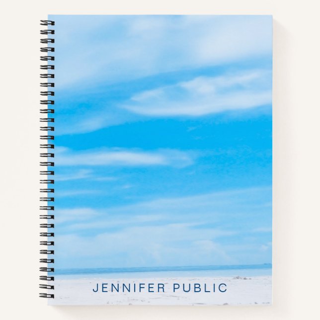 Carnet Ciel bleu nuages blancs Modèle personnalisé modern (Devant)