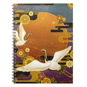 Carnet Ciel coloré de la grue japonaise patte d'illustrat