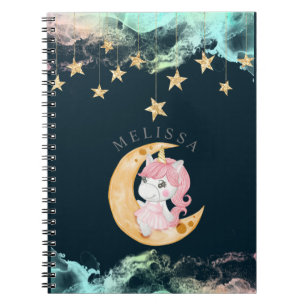 Carnet ciel de nuit unicorne mignon Monogramme