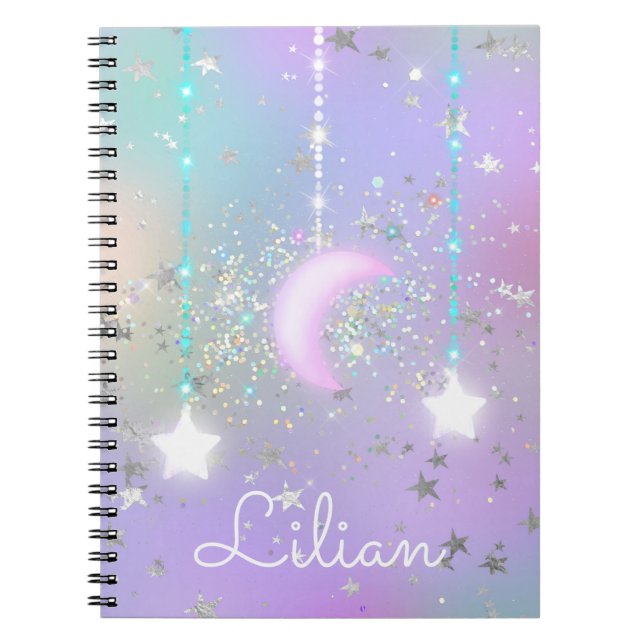 Carnet Ciel nocturne pastel étoile lune (Devant)