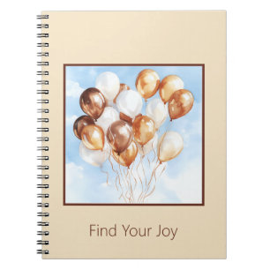 Carnet Cieux bleus crème ballons blancs or