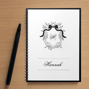 Carnet Cimier vintage Monogramme Coquette Nom du mât Init