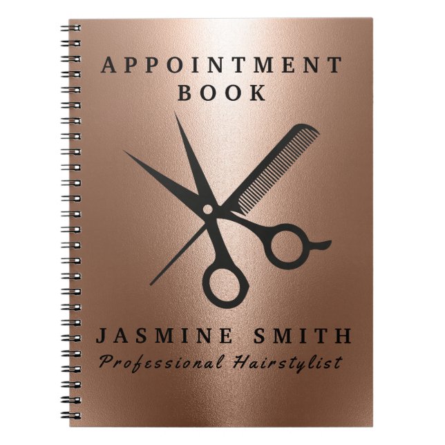 Carnet Ciseaux D'Huile D'Or rose Et Coiffeur Logo (Devant)