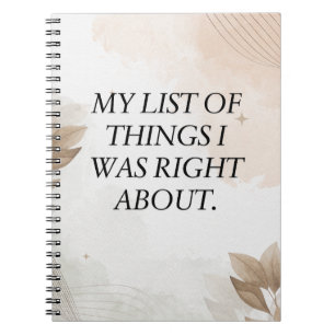 Carnet Citation amusante, Ma liste de choses dont j'avais