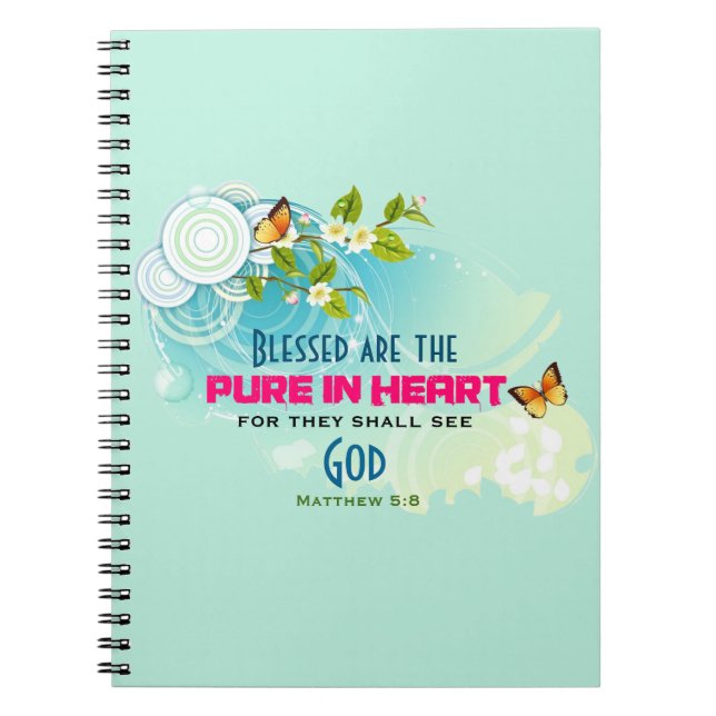 Carnet Citation de béatitude avec papillons et fleurs (Devant)